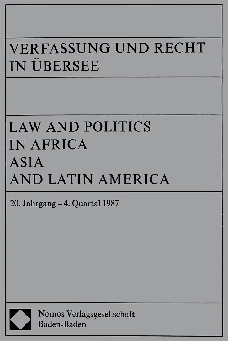 Verfassung und Recht in Übersee, issue 4. Quartal 1987, vol. 20, 1987, p. 431-442;