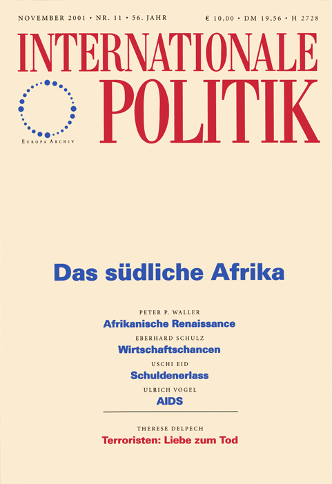 Internationale Politik, issue November 2001, vol. 56, no. 11, 2001, p. 25-30;