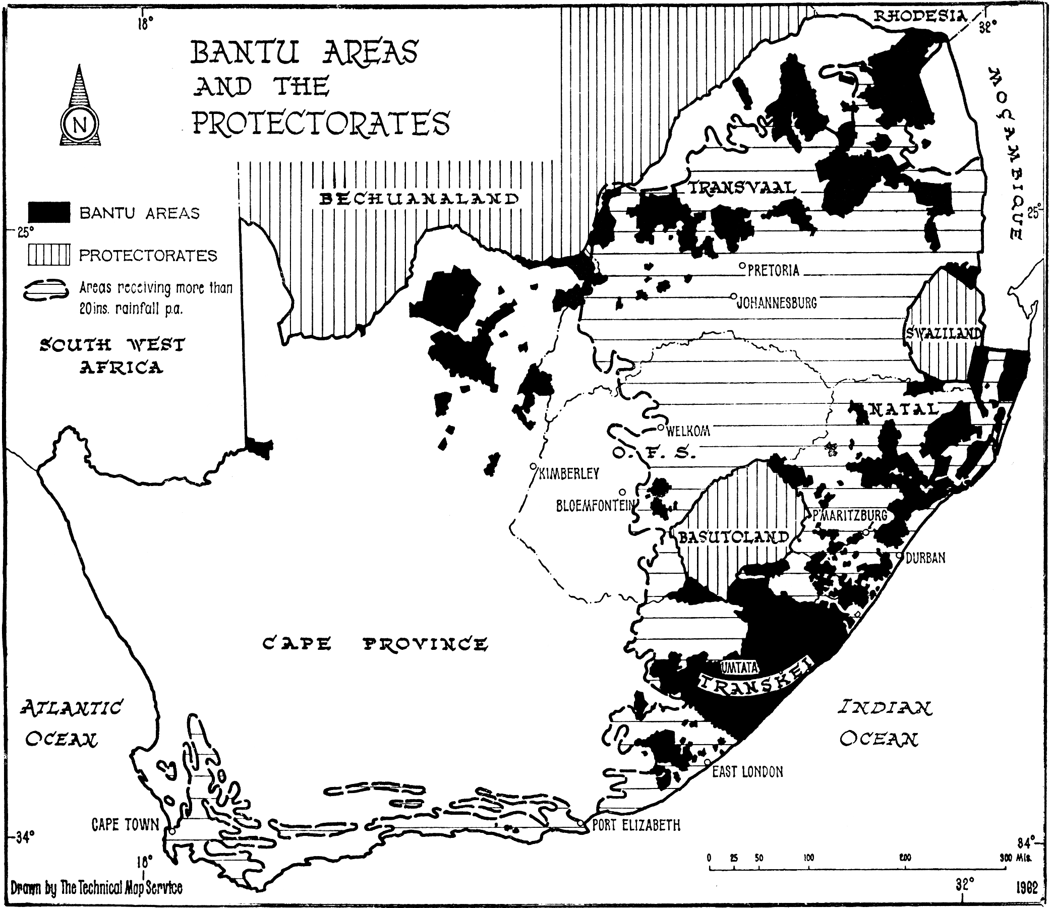 Map of the Bantu Areas and the Protectorates (1962)