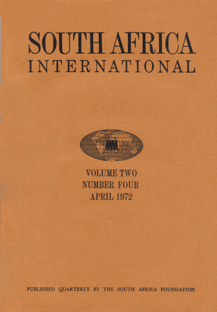 South Africa International, issue April 1972, vol. 2, no. 4, 1972, p. 218-227;