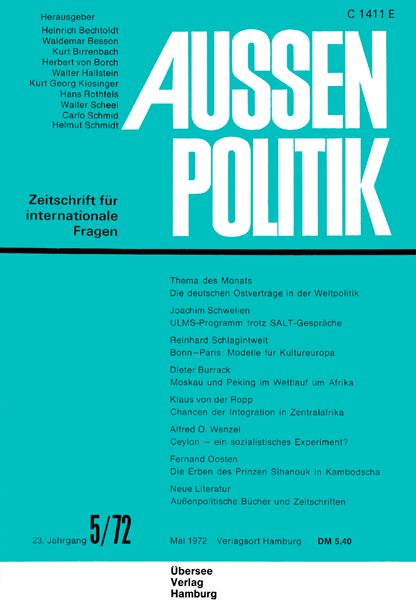 Aussenpolitik, issue 5/72, vol. 23, no. 5, 1972, p. 286-294;