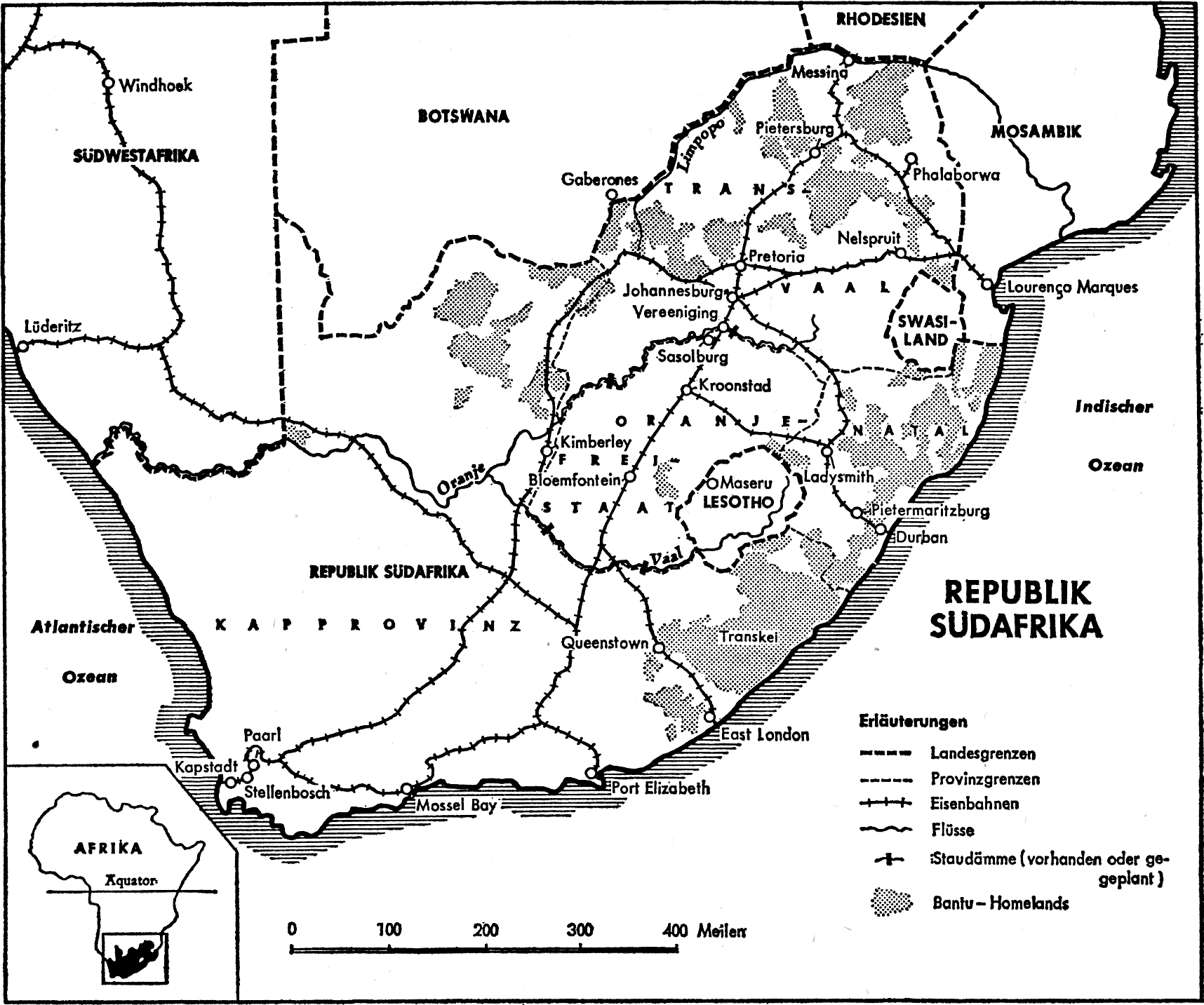 Landkarte der Republik Südafrika