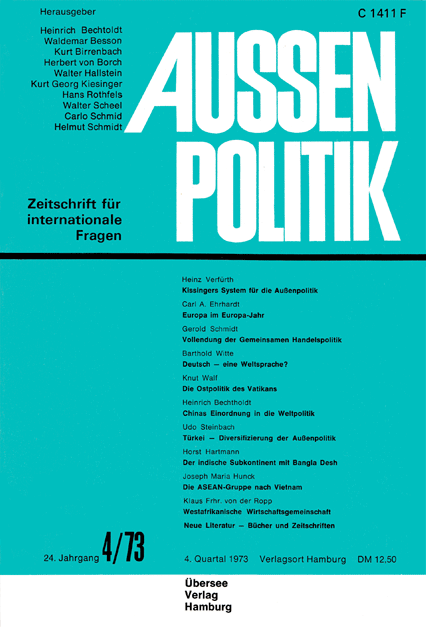 Aussenpolitik, issue 4/73, vol. 24, no. 4, 1973, p. 467-475;