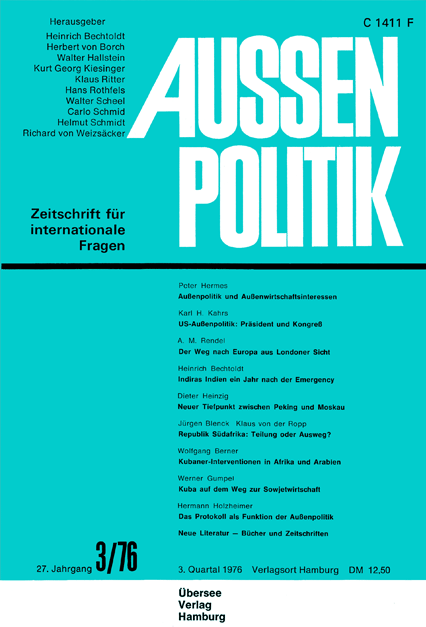 Aussenpolitik, issue 3/76, vol. 27, no. 3, 1976, p. 308-324;