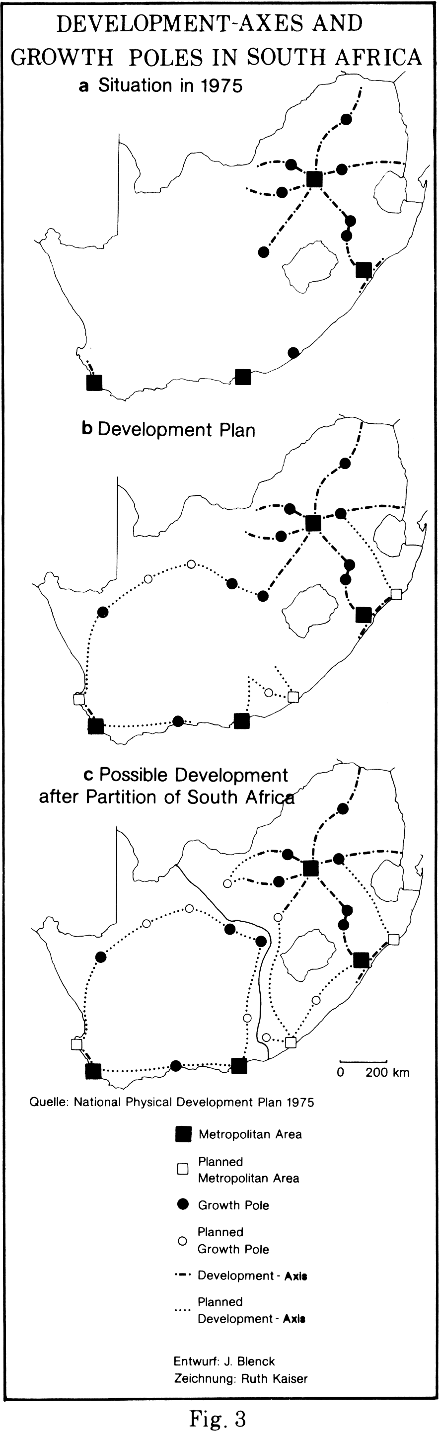 Fig. 3: Development-axes and growth poles in South Africa