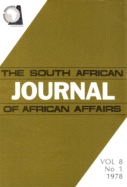 The South African Journal of African Affairs, vol. 8, no. 1, 1978, p. 33-43;