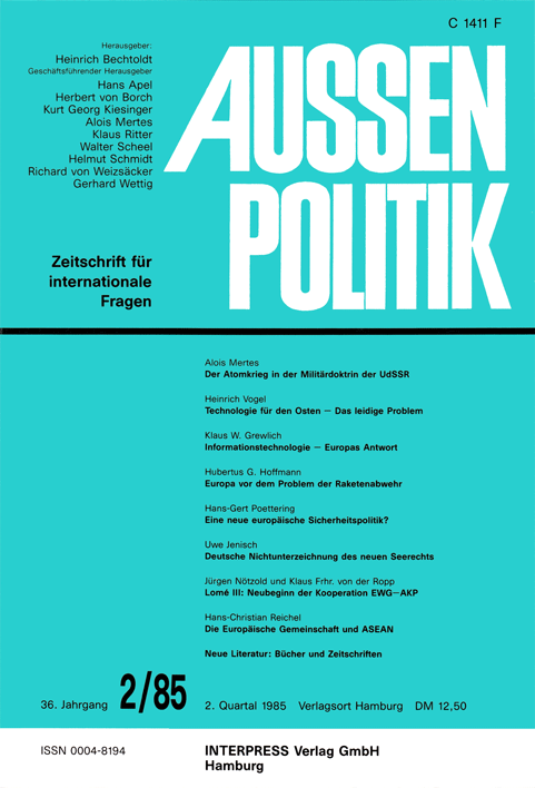 Aussenpolitik, issue 2/85, vol. 36, no. 2, 1985, p. 173-188;