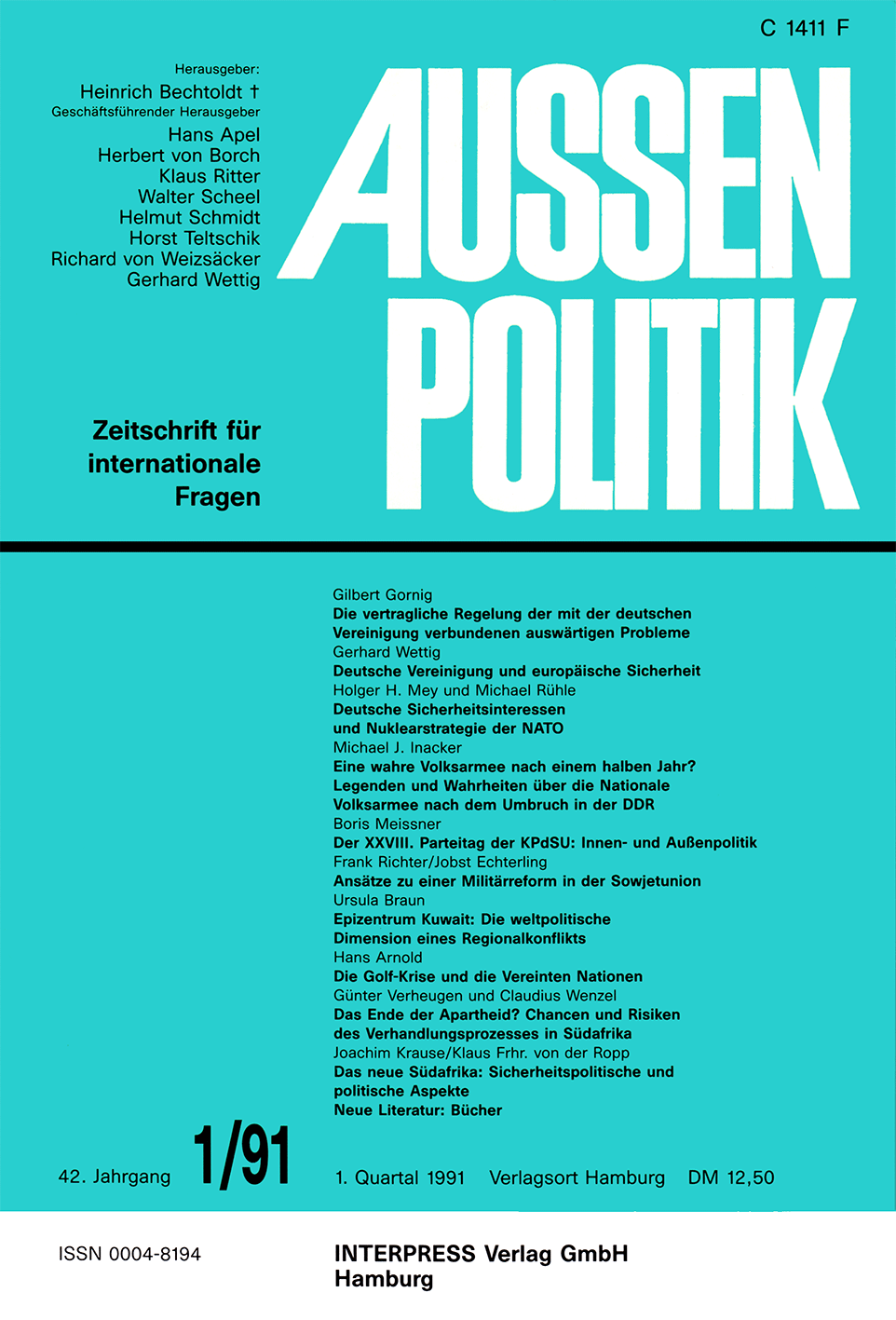 Aussenpolitik, issue 1/91, vol. 42, no. 1, 1991, p. 90-100;